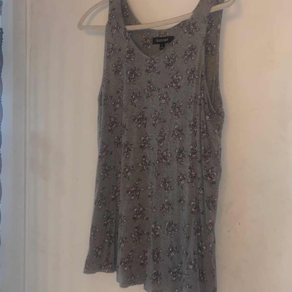 Ellen Tracy Gray Floral Tank Top